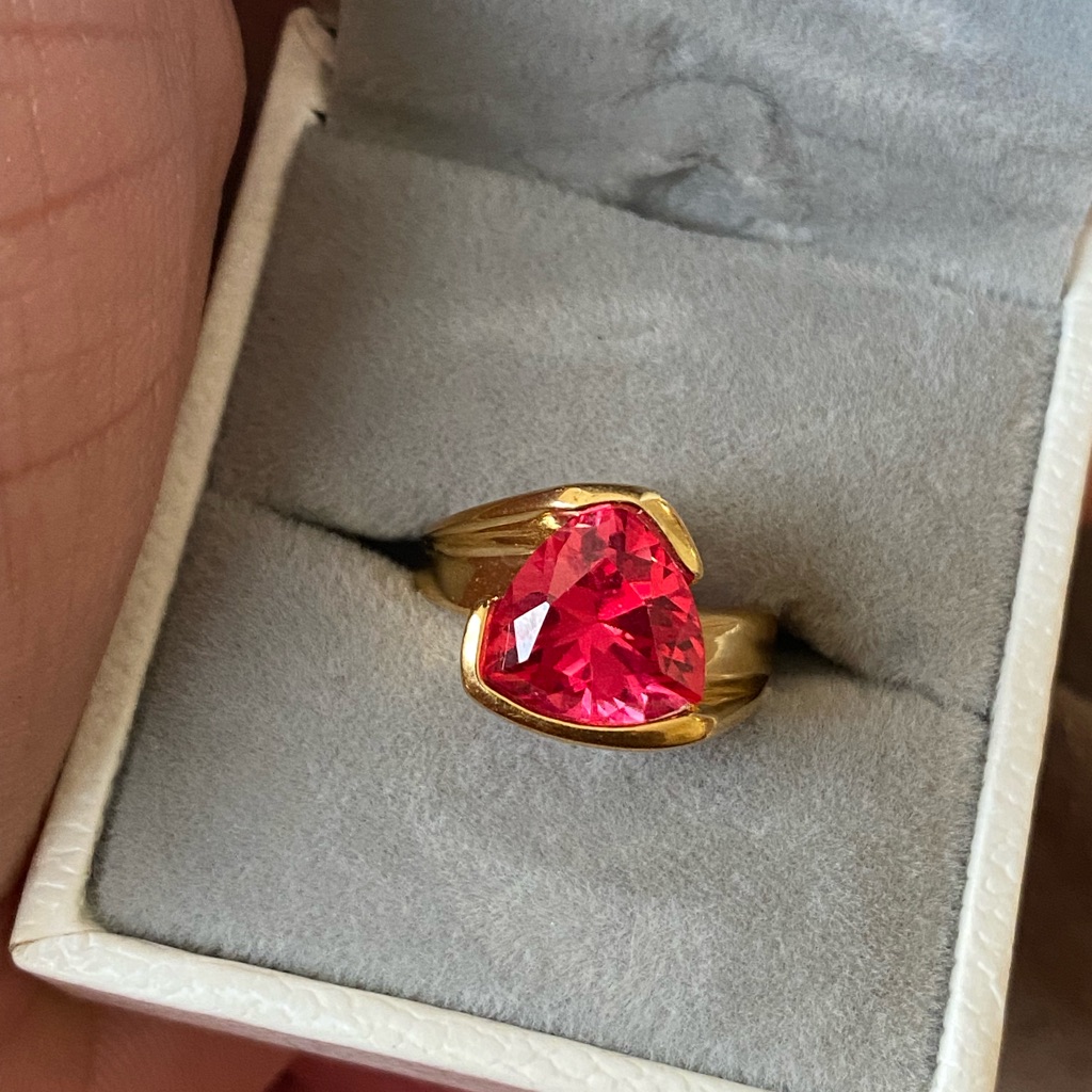 S925 Trillion Cut Ruby Ring